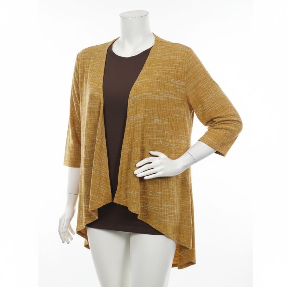 LulaRoe Half Sleeve Ribbed Cardigan Mustard Gold Large